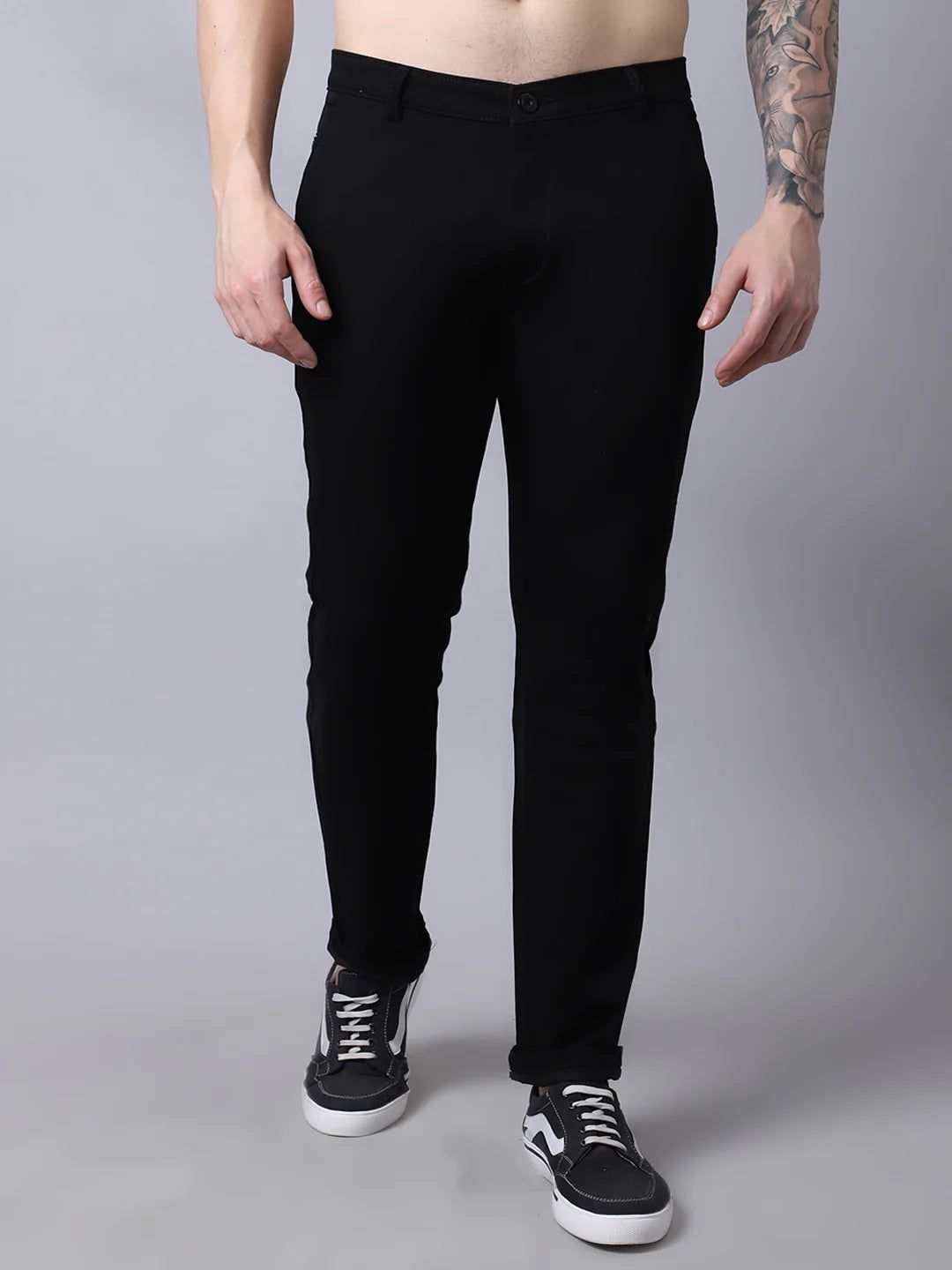 Rodamo  Men Black Slim Fit Trousers