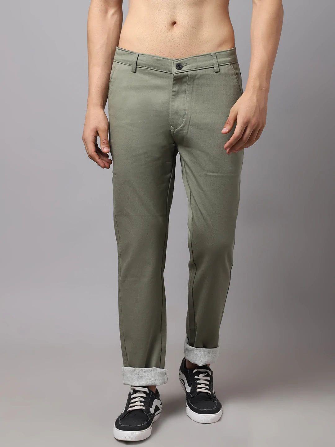 Rodamo  Men Olive Green Slim Fit Chinos Trousers