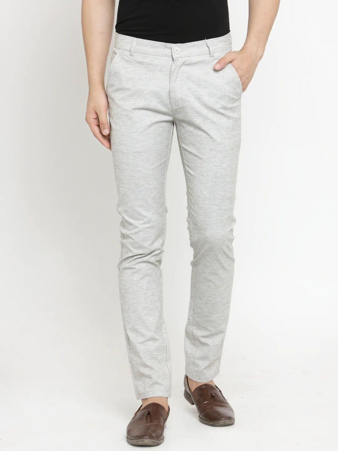 Rodamo  Men Beige Slim Fit Trousers