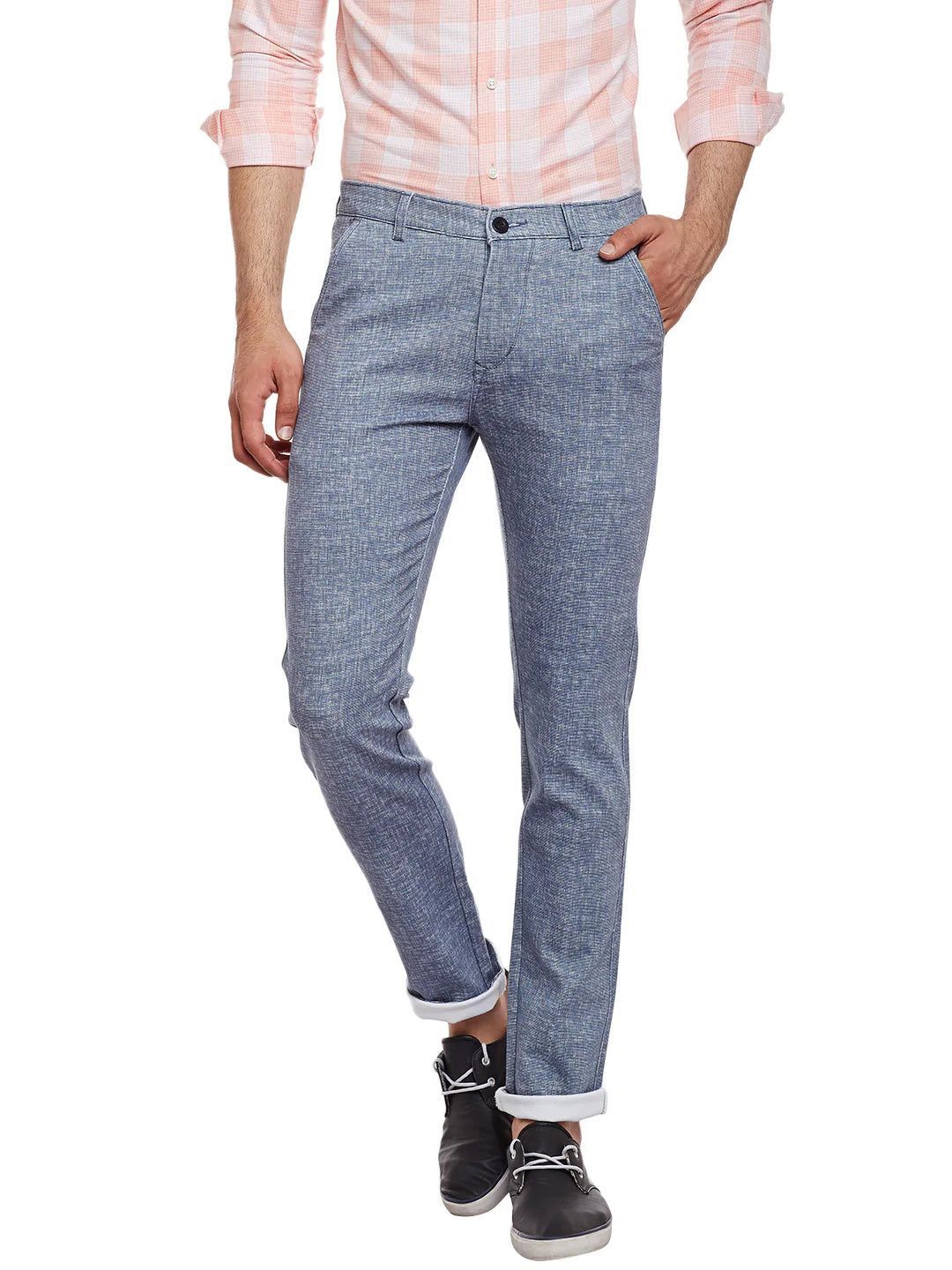 Rodamo Men Blue Slim Fit Trousers