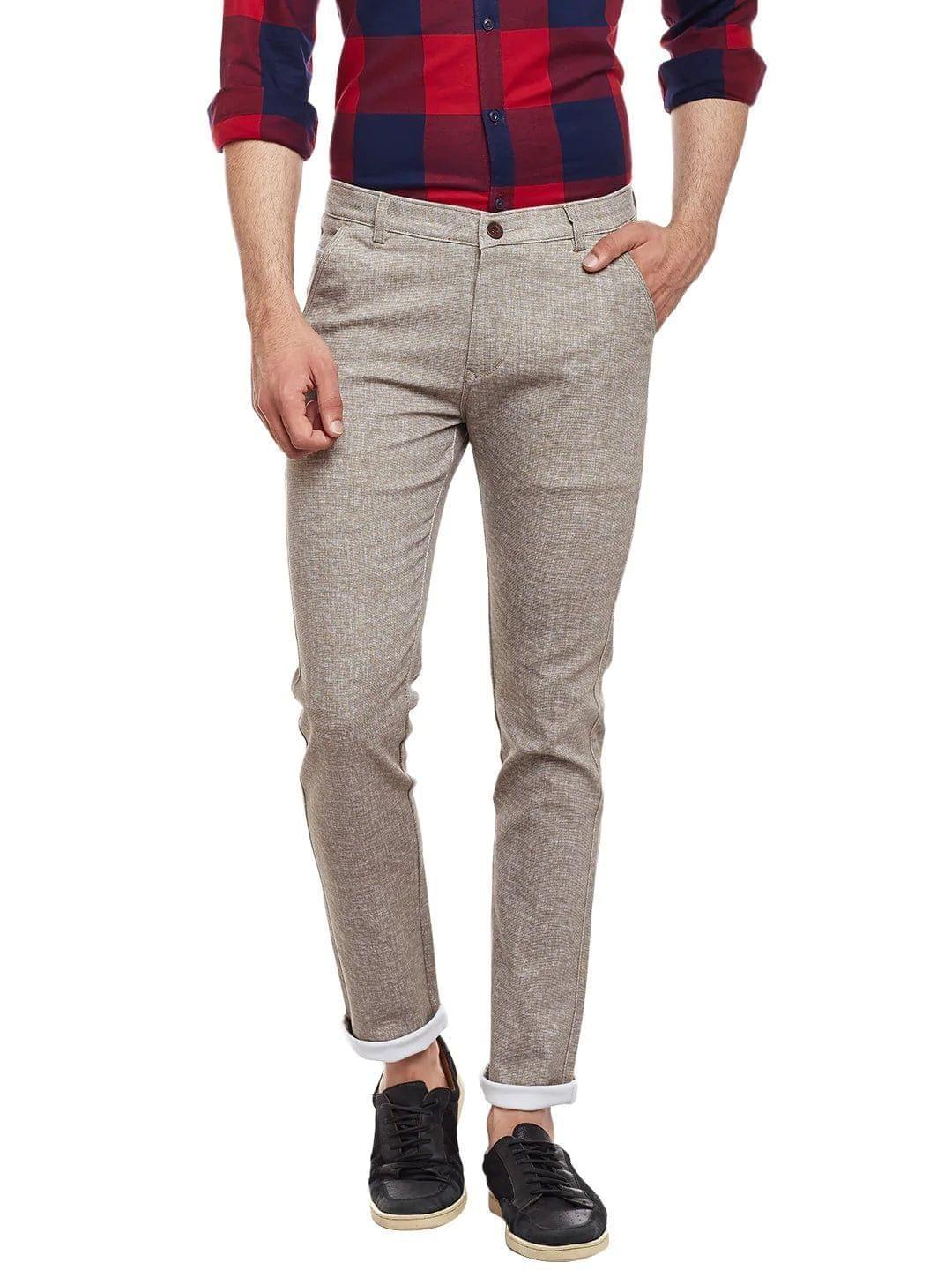 Rodamo Men Beige Slim Fit Trousers