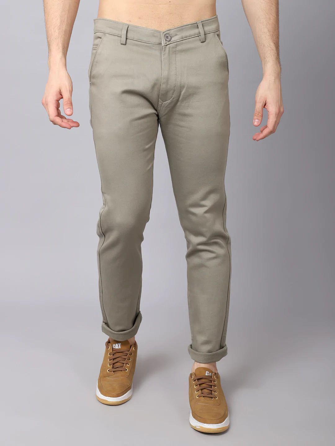 Rodamo  Men Olive Slim Fit Trousers