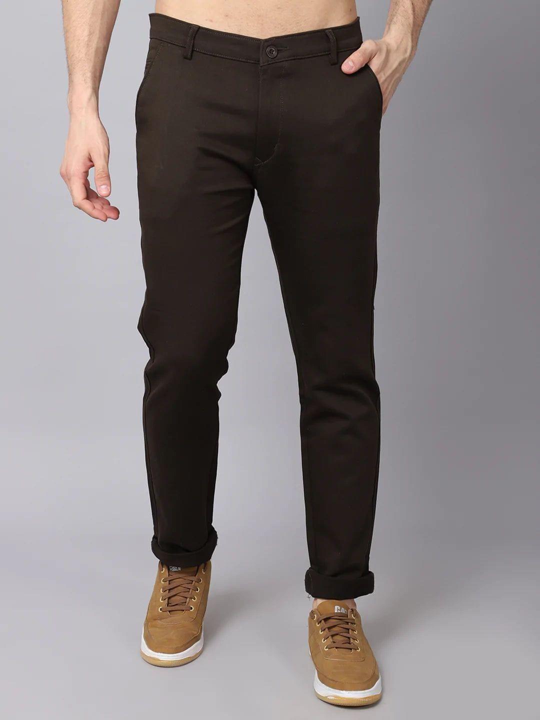 Rodamo  Men Brown Slim Fit Trousers