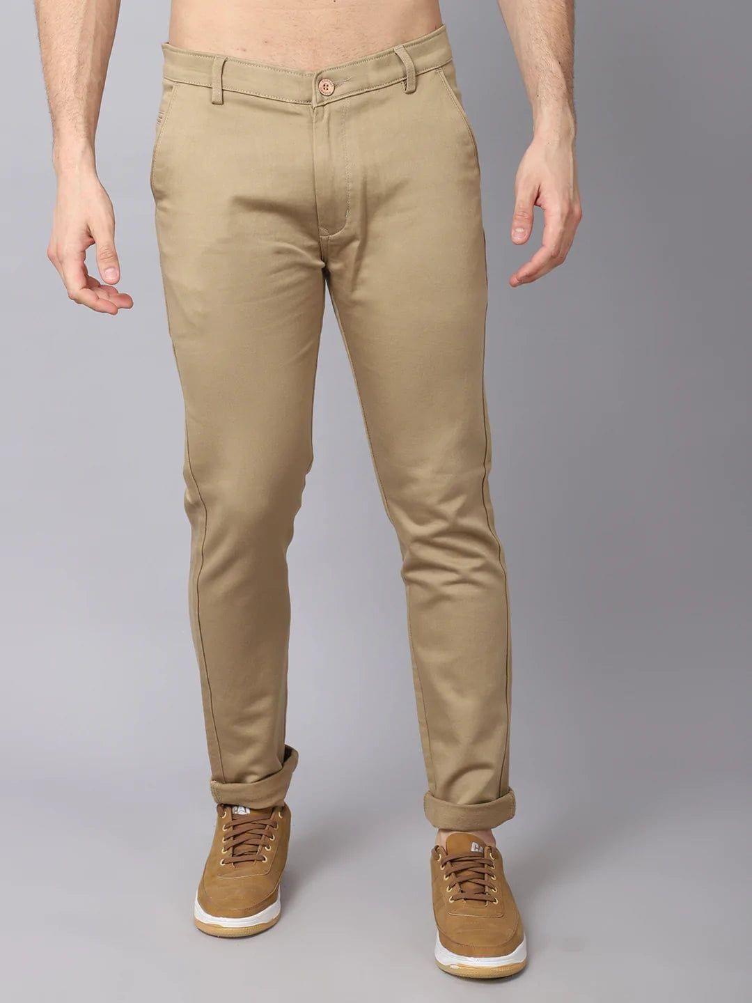 Rodamo  Men Khaki Slim Fit Trousers