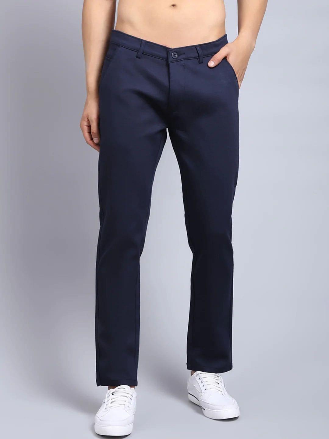 Rodamo  Men Navy Blue Slim Fit Chinos Trousers