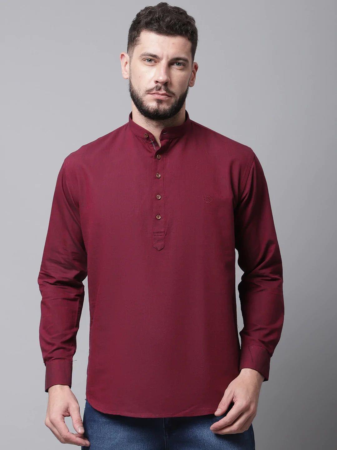 Rodamo  Men Maroon Cotton Kurta