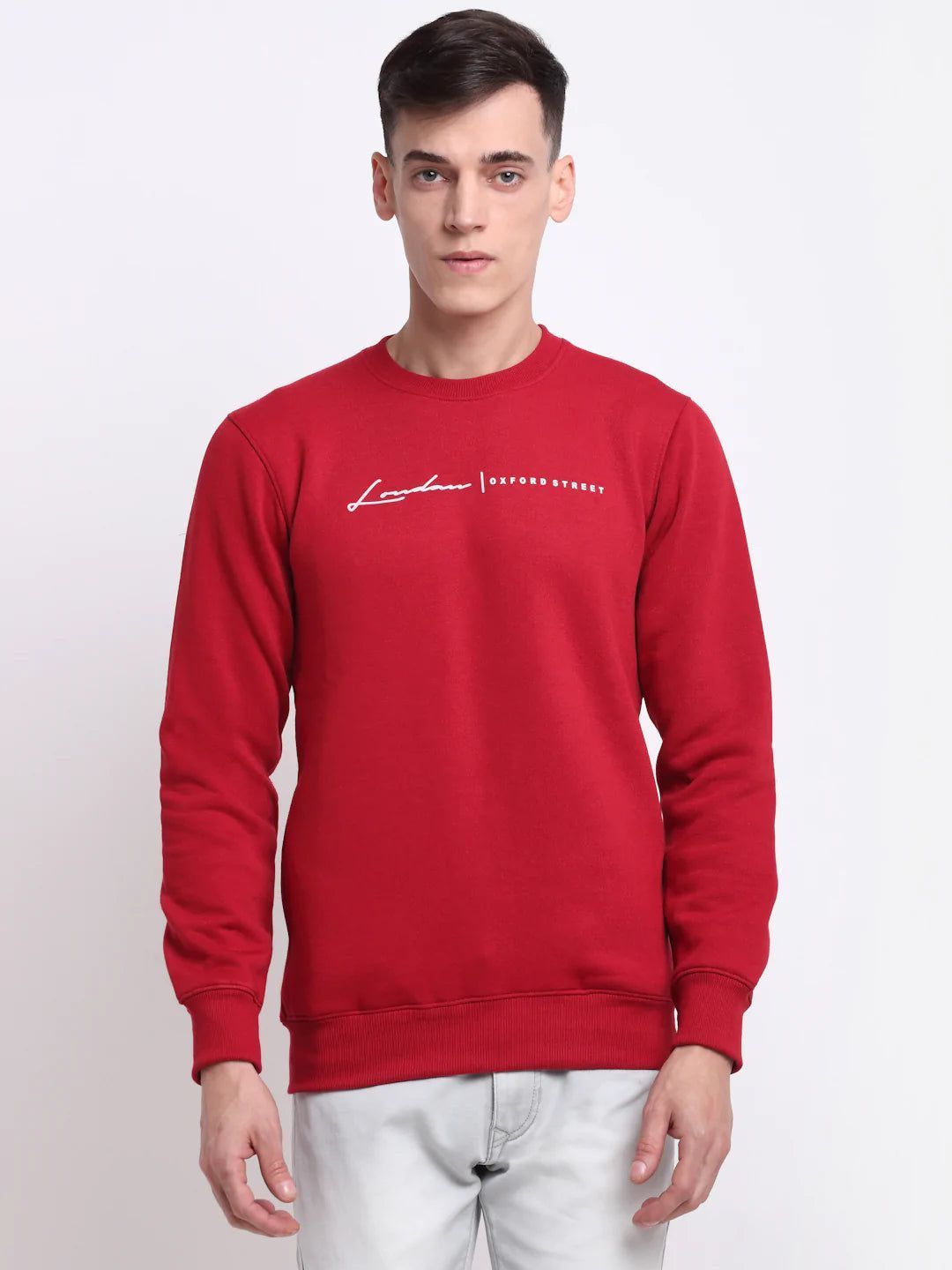Rodamo  Men Red Printed Sweatshirt