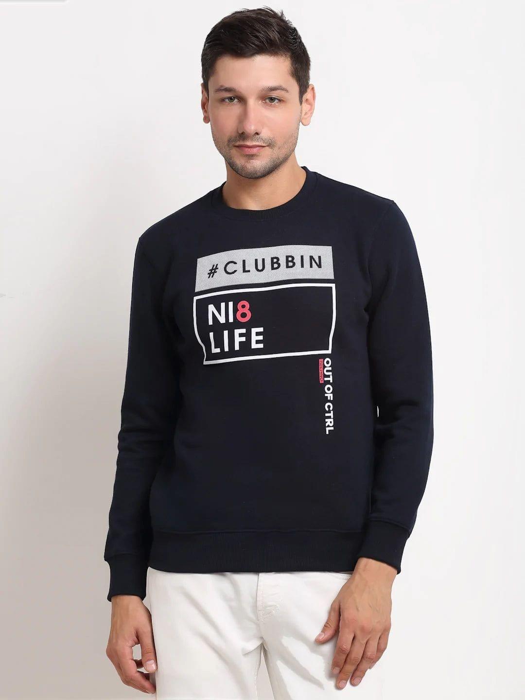 Rodamo Men Navy Blue Printed Sweatshirt