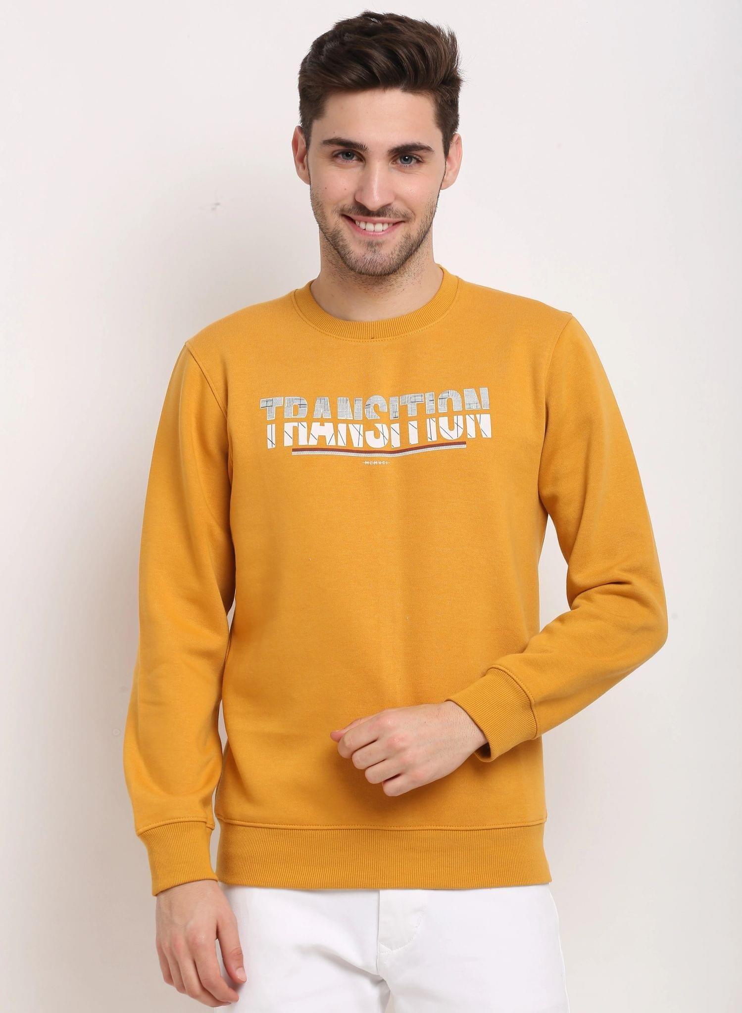 Rodamo  Men Mustard Printed Sweatshirt