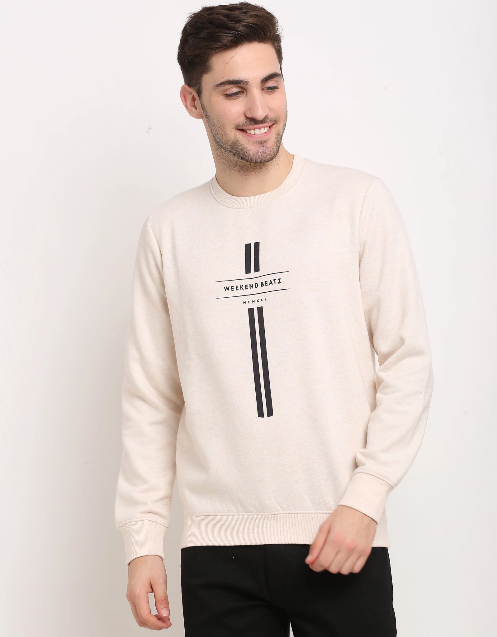 Rodamo Men Beige Printed Sweatshirt
