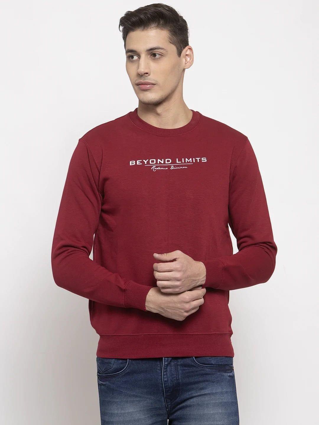 Rodamo  Men Red Printed Sweatshirt