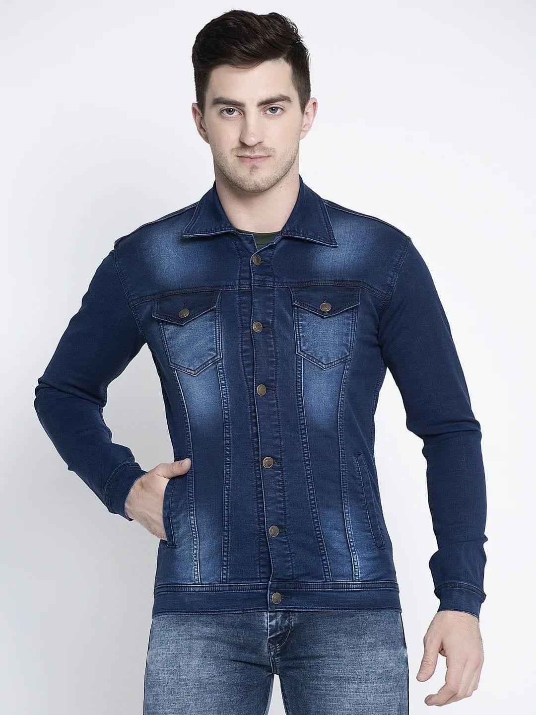 Rodamo Men Blue Solid Denim Jacket