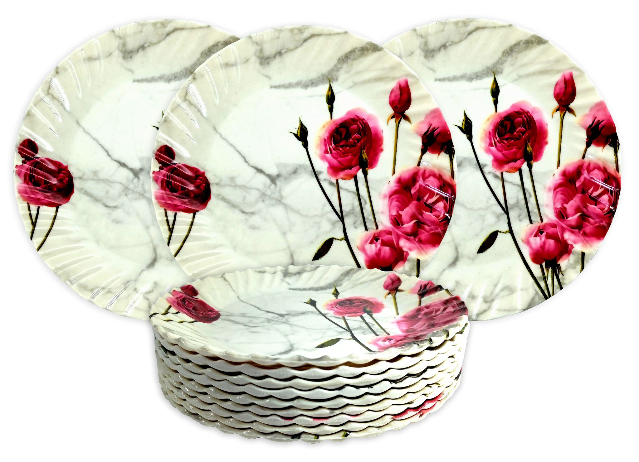 Inpro (Pack Of 12) Melamine Half Plates: Lightweight Melamine Round 8 Inch Snacks Plate / Half Plates / Dinner Plates / Stylish Plate / Kitchen crockery / Melamine Plates / Plate Set of 12 (Half Snacks Plates).