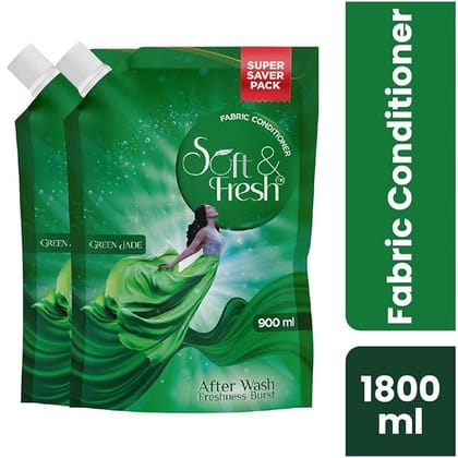 Soft & Fresh Combo Pack of Green Jade 2X900ml, best Fabric Conditioner softener increase freshness and softness 900ml refill pouch pack of 2 Soft & Fresh Combo Pack of Green Jade 2X900ml, best Fabric Conditioner softener increase freshness and softness 900ml refill pouch pack of 2
