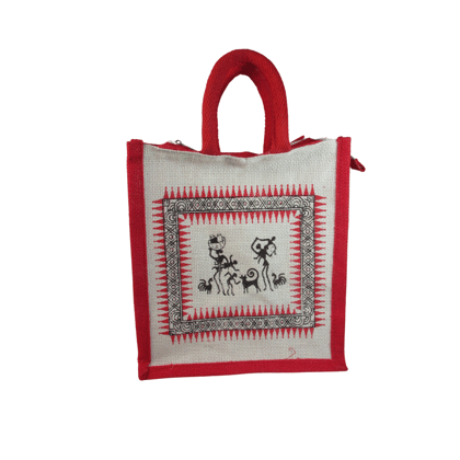 Inbag Jute Bag (Adivasi) for Lunch Box, Go Green MultiPurpose Jute Bag for Office/College/School/Tiffin/Shopping/Grocery Bag, Eco-Friendly Bag For Men, Women and Kids