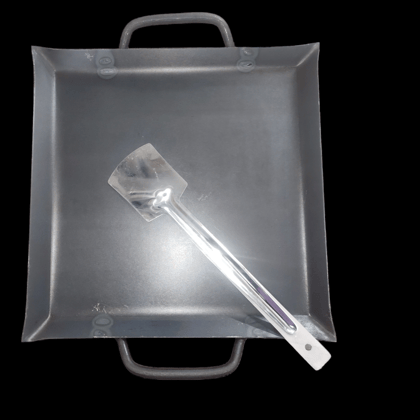 Nakshathra - pure iron tawa / dosa, roti tawa - Square design with unique border - 12 inch * 12 inch - double handle