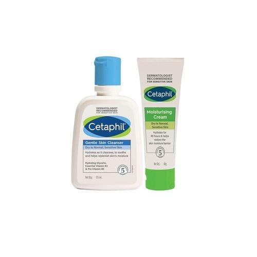 Cetaphil Gentle Cleansing & Moisturizing Combo (125 ml + 80 gm) Pack of 2