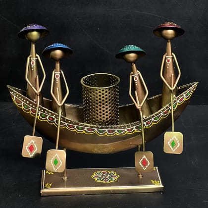 ANTIQUE GOLDEN BOAT WITH PEN STAND DECORATIVE ITEM AND SHOWPIECES &nbsp;HOME DECOR / RESTAURANT DECOR/ OFFICE DECOR/ TABLE DECOR/DRAWING ROOM DECOR / GIFT ITEM