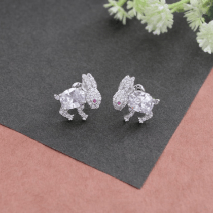 Earring | Ear stud | Silver plated cz ear stud for girls & women Earring | Ear stud | Silver plated cz ear stud for girls & women
