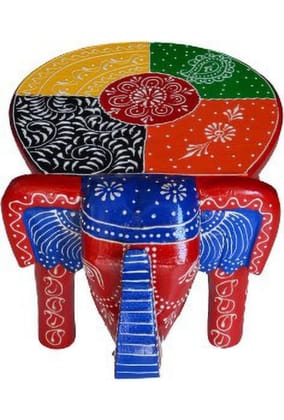 Hand Painted Wooden Elephant Stool