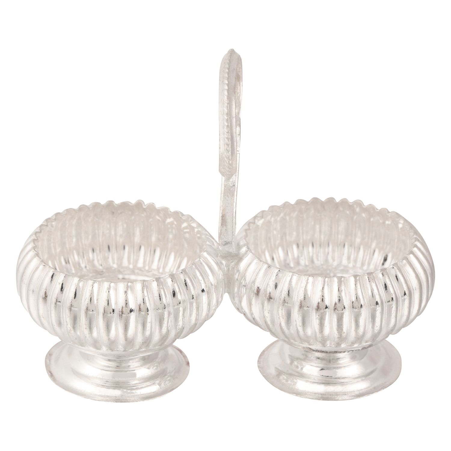 Osasbazaar Sterling Silver Roli Chawal Box Chopra with Handle for Puja Temple - 90%-92.5% Pure BIS Hallmarked