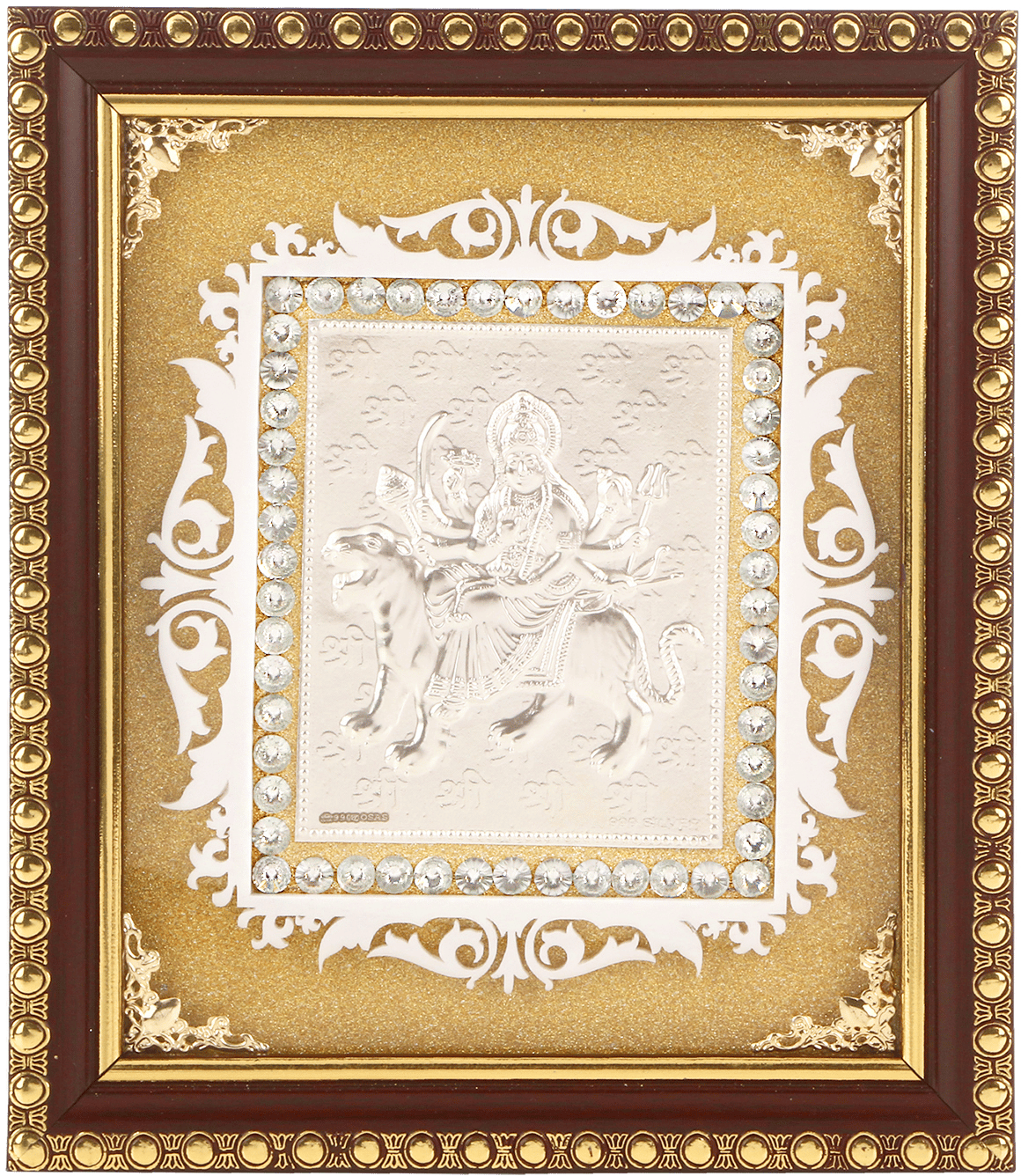 Osasbazaar Pure Silver Durga Mata Photo Frame - 97%-99% Pure BIS Hallmarked