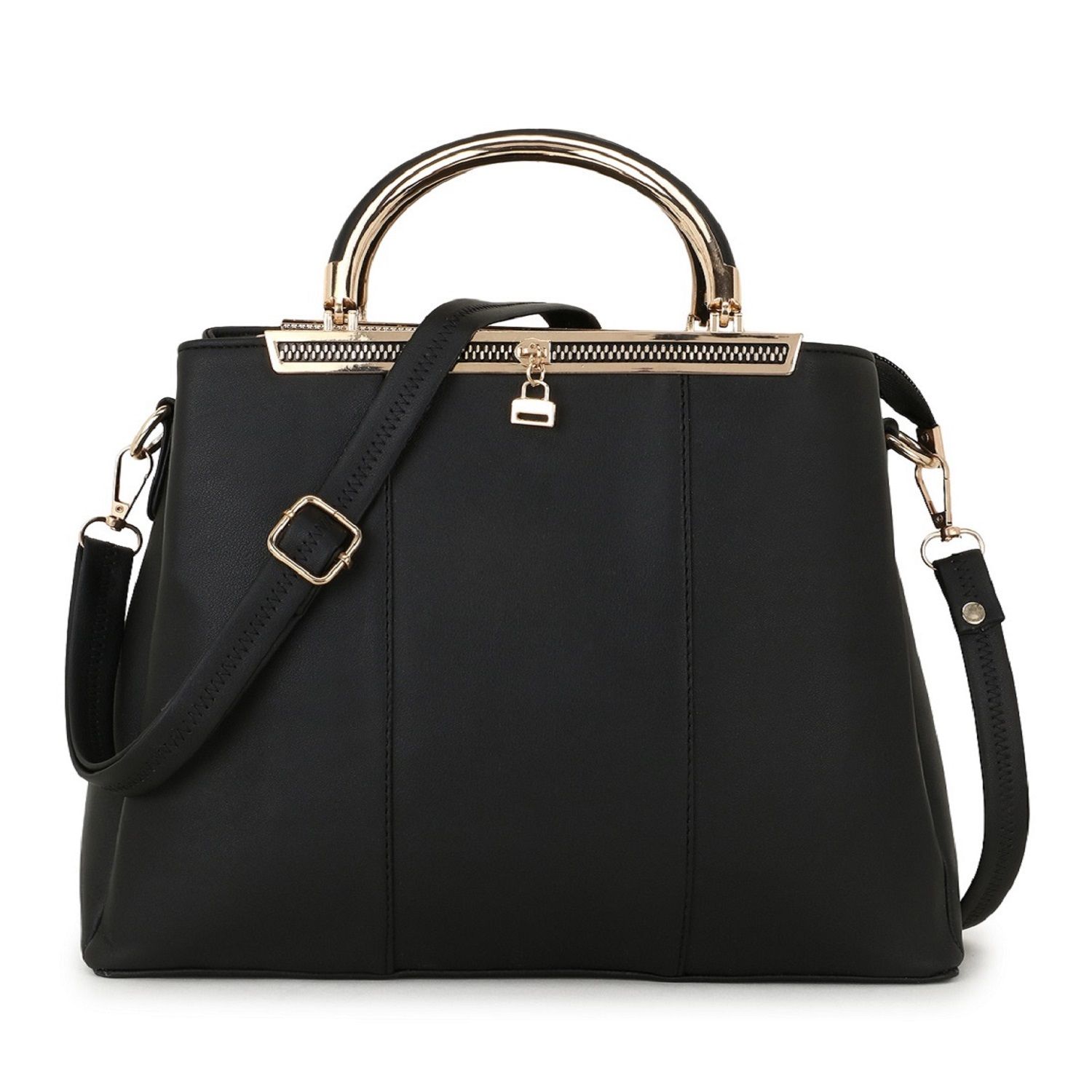 Lychee bags Women Pu Black Handbag