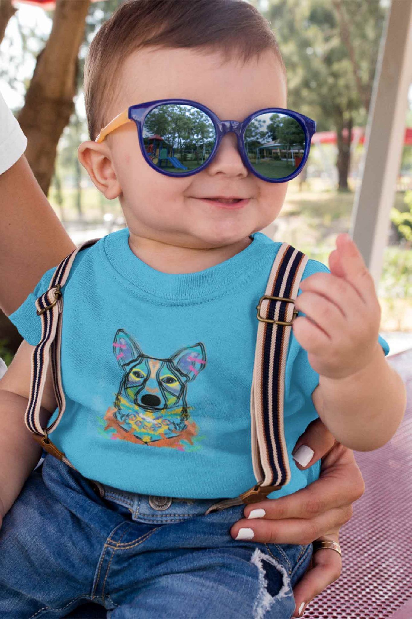 Round Neck T-Shirt (Toddlers) - Happy Corgi (9 Colours)