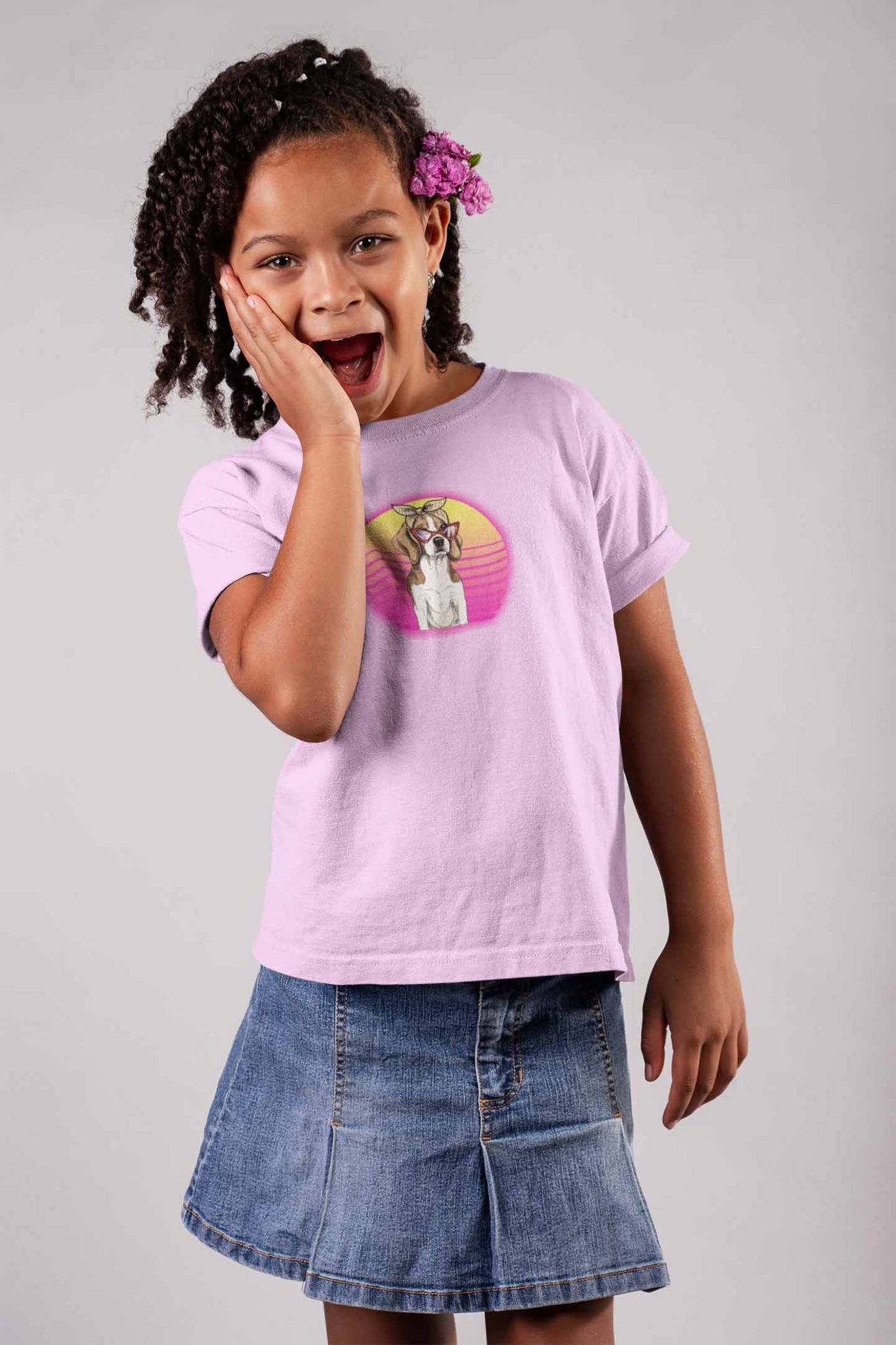 Round Neck T-Shirt (Kids) - Lil Miss Beagle (17 Colours)