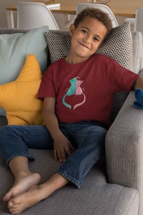 Round Neck T-Shirt (Kids) - Cats In Love (17 Colours)