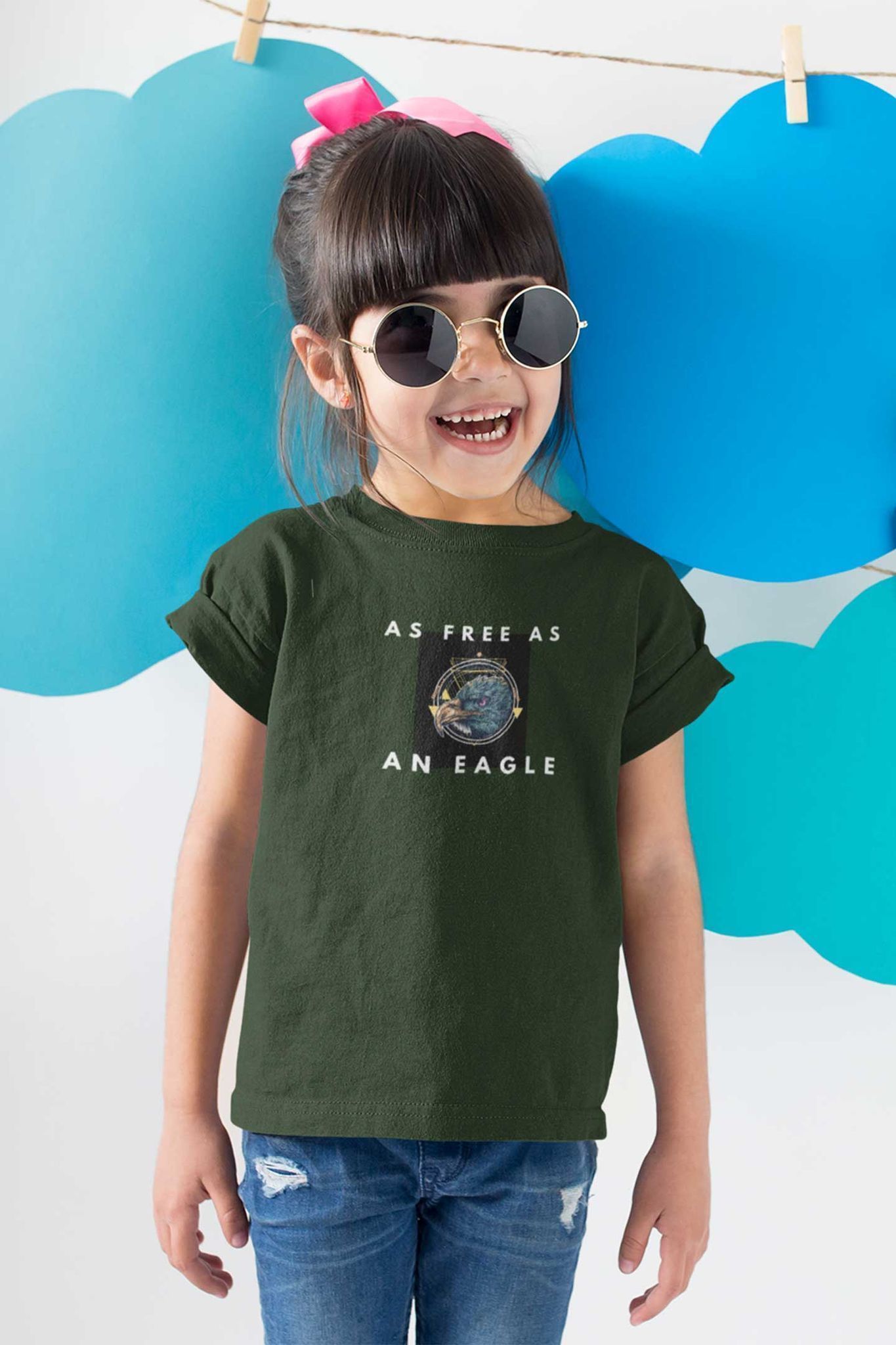 Round Neck T-Shirt (Toddlers) - As Free As An Eagle (7 Colours)