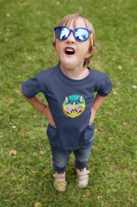 Round Neck T-Shirt (Toddlers) - Cat With Glasses (17 Colours)