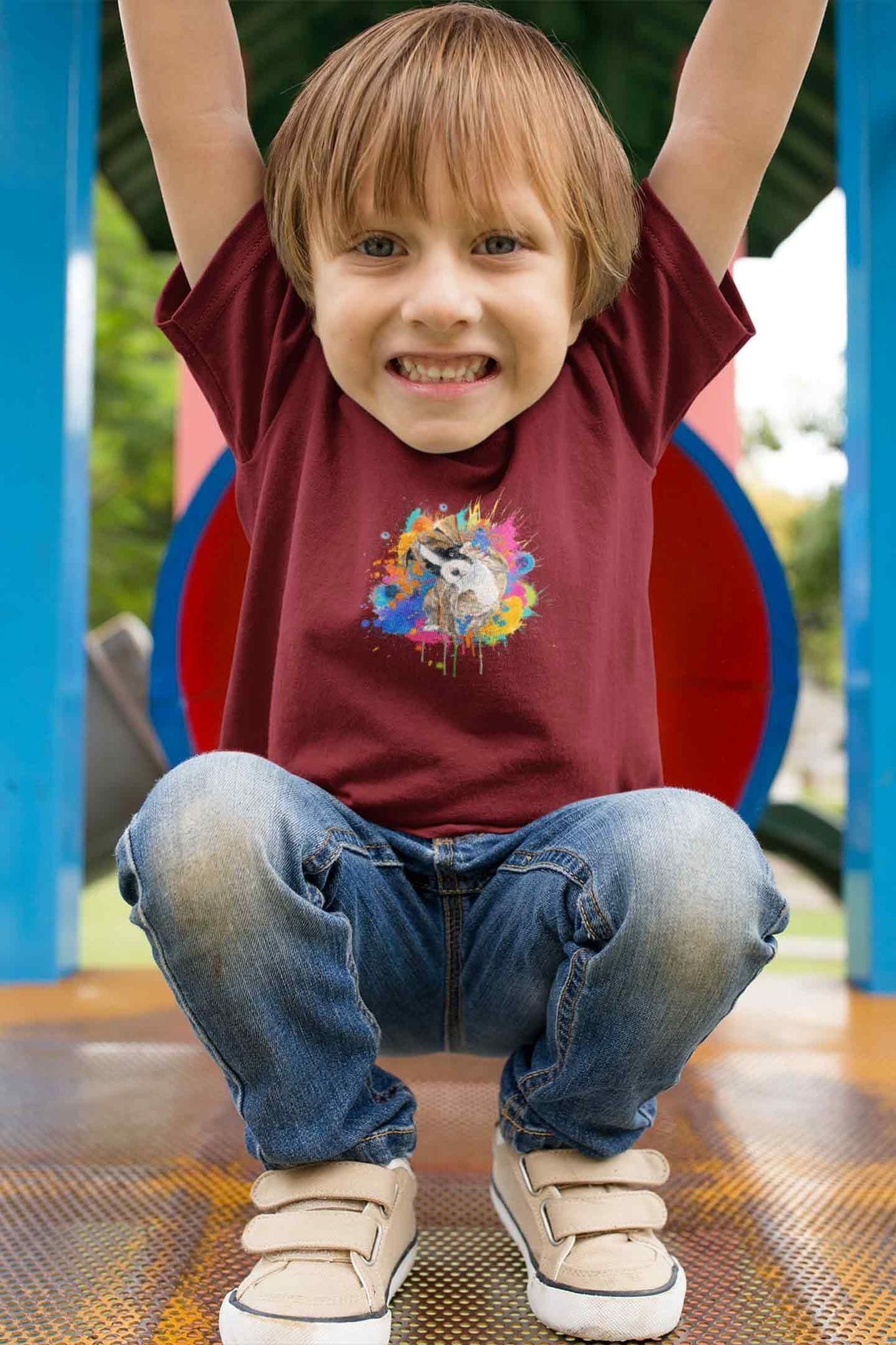 Round Neck T-Shirt (Toddlers) - Splashes Of Joy Puppy (17 Colours)