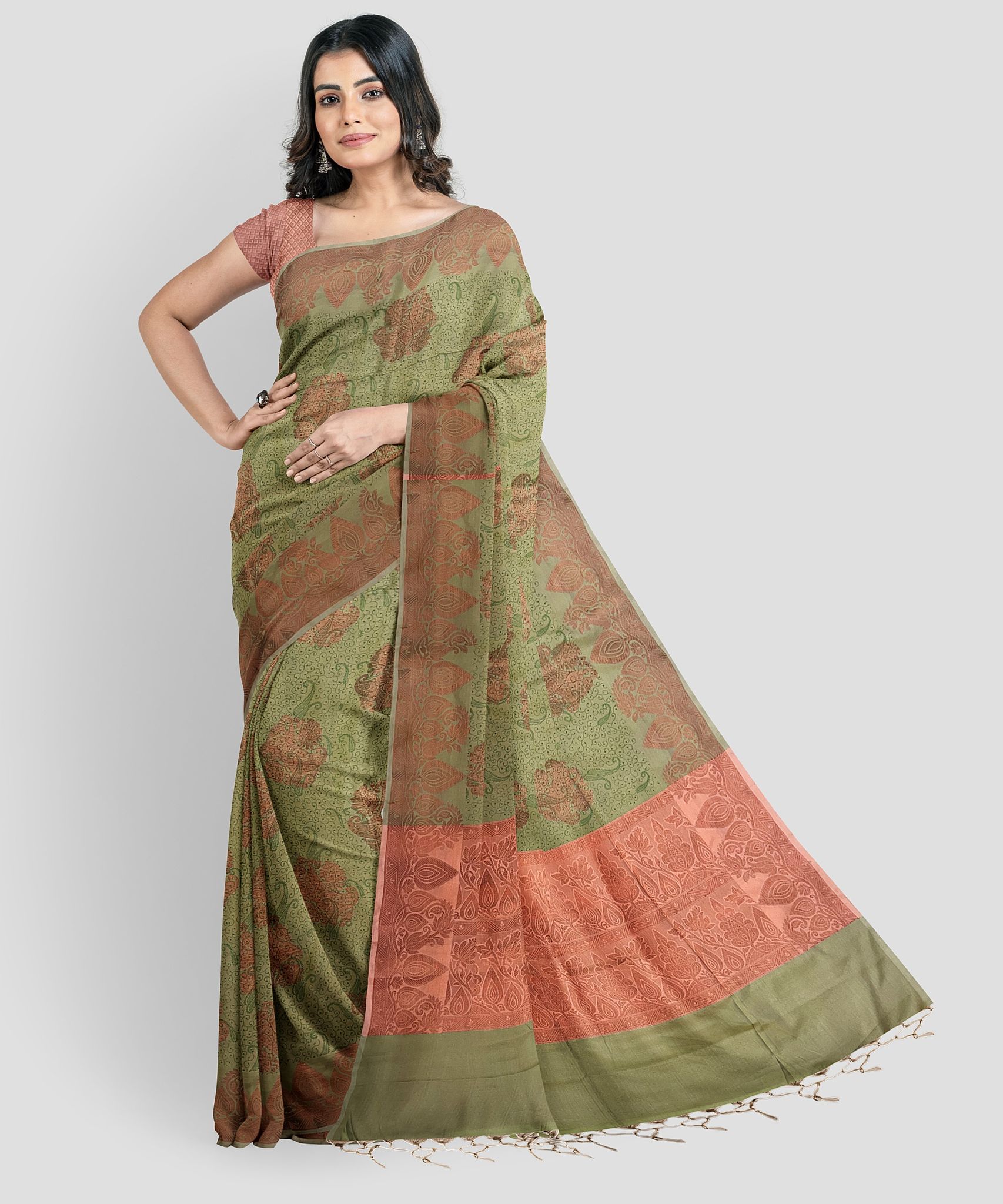 Pickle Green Color Soft Silk Saree With Unstitched Blouse