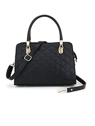Lychee Bags Women Pu Quilted Black Handbags
