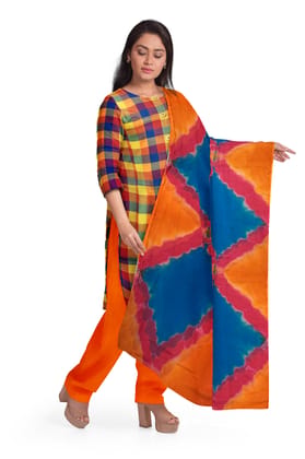 Orange Cotton Salwar Suit Fabric with Printed Chiffon Dupatta Orange Cotton Salwar Suit Fabric with Printed Chiffon Dupatta