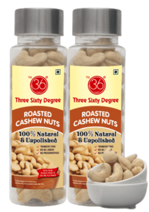 360 Degree Roasted 100% Natural & Unpolished Cashews Nuts Kaju, 200 Gms (2 x 100gms each) 360 Degree Roasted 100% Natural & Unpolished Cashews Nuts Kaju, 200 Gms (2 x 100gms each)