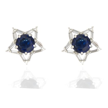 Sar shape cz blue ear stud for girl & women Sar shape cz blue ear stud for girl & women