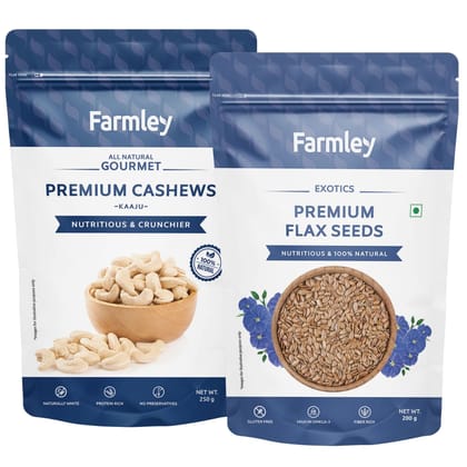 Farmley Premium Cashews 250g | Premium Flax Seeds 200g | Combo 450g Farmley Premium Cashews 250g | Premium Flax Seeds 200g | Combo 450g