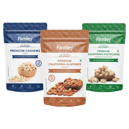 Farmley Premium Dry Fruits Combo Pack 700g I Almond 250g, Cashew 250g & Pistachios 200g I Delicious and Nutritious Farmley Premium Dry Fruits Combo Pack 700g I Almond 250g, Cashew 250g & Pistachios 200g I Delicious and Nutritious