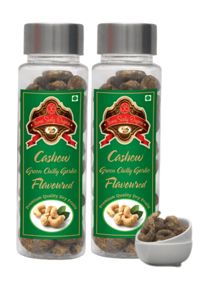 360 Degree Roasted Salted Cashews Nuts| Green Chilli Garlic Mirch Masala Kaju, 200gms (2 x 100gms each) 360 Degree Roasted Salted Cashews Nuts| Green Chilli Garlic Mirch Masala Kaju, 200gms (2 x 100gms each)