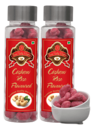 360 Degree Roasted Rose Cashews Nuts Kaju, made with Exotic Gulabs, 200gms (2 x 100gms each)