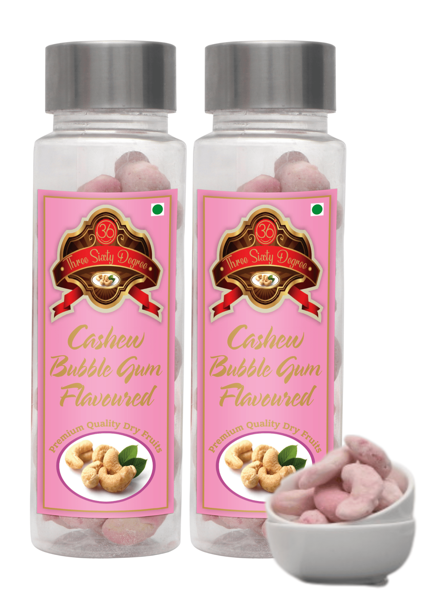 360 Degree Roasted Bubblegum Cashews Nuts Kaju, 200 gms (2 x 100gms each)