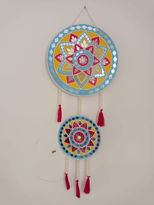 Rema Fabtex Art - Handmade Wooden Lippan Wall Art (10 inch X 10 inch, Blue)