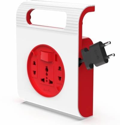 Fybros Square 2 Pin Extension Flex Box 5 Meter Power Cable with Indicator 3 Socket Extension Boards  (White, Red, 5 m)