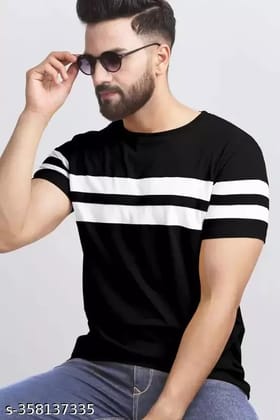 TRENDY MEN ROUND NECK COLOR BLOCK POLYESTER T-SHIRT TRENDY MEN ROUND NECK COLOR BLOCK POLYESTER T-SHIRT