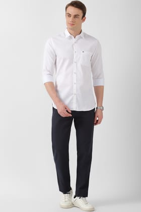 Men White Slim Fit Solid Full Sleeves Casual Shirt Men White Slim Fit Solid Full Sleeves Casual Shirt