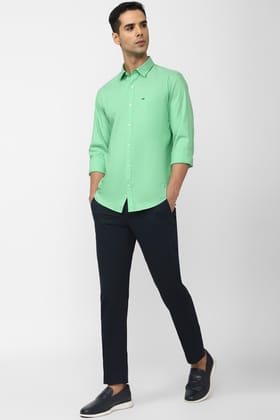 Men Green Slim Fit Solid Full Sleeves Casual Shirt Men Green Slim Fit Solid Full Sleeves Casual Shirt