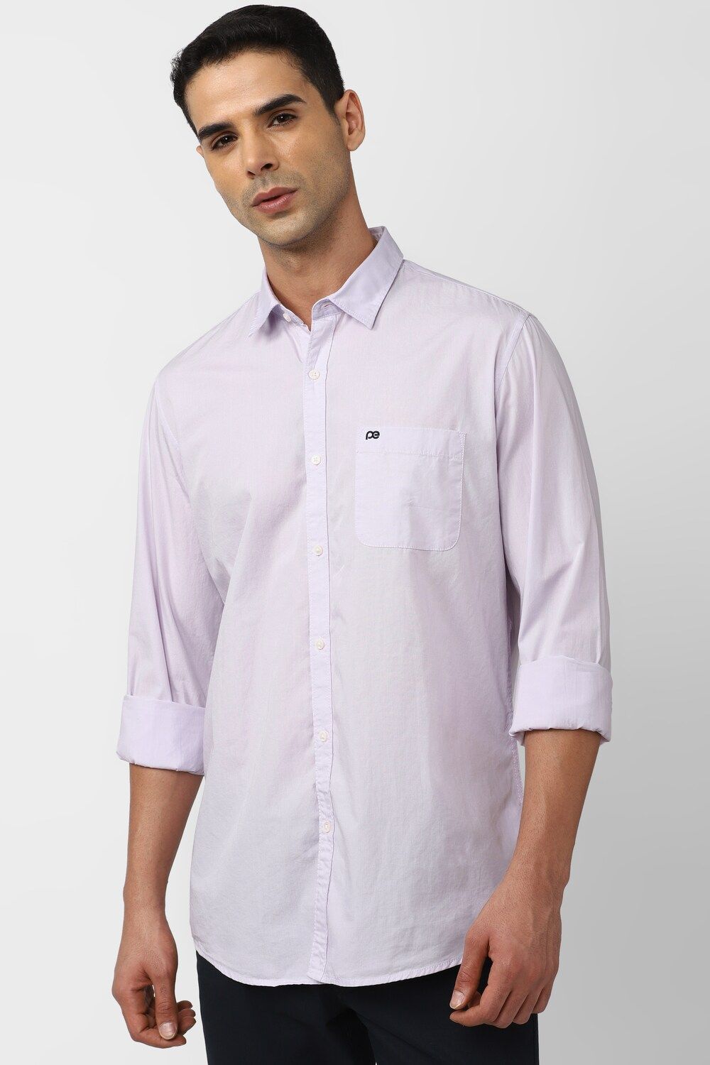 Men Purple Slim Fit Solid Full Sleeves Casual Shirt