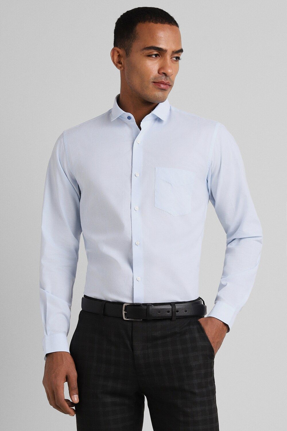Men Blue Slim Fit Formal Full Sleeves Formal Shirt